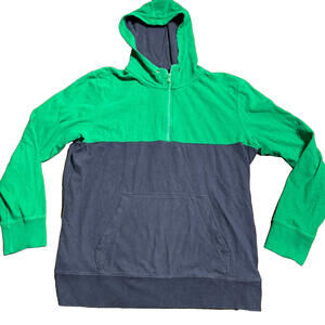 American Eagle Green & Navy 1/4 Zip Long Sleeve Hoodie Men's Size Large